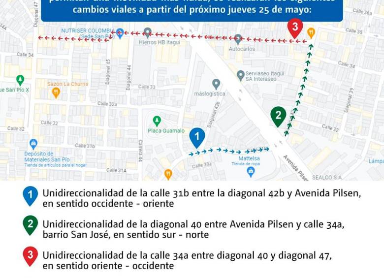 Cambios viales buscan descongestionar avenida de Itagüí