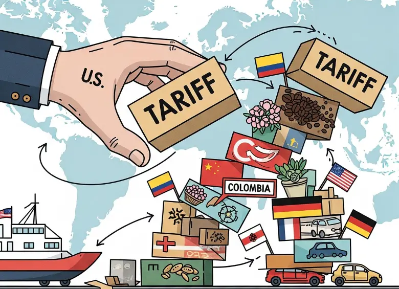 La tasa del 10% se aplicará a países con superávit comercial, es decir, a los que Estados Unidos exporta más de lo que importa, como Colombia. FOTO: Imagen ilustrativa generada con IA.