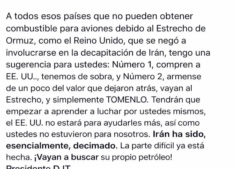 “Tendrán que aprender a defenderse”: Trump advierte a Europa por su falta de cooperación en el estrecho de Ormuz