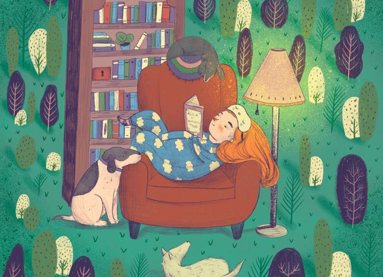 Ilustración de Valentina Toro / Título: Lectura en compañía. / Técnica: Dibujo digital.