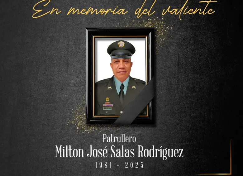 Con esta imagen recordó la Policía al patrullero Milton José Salas Rodríguez. FOTO: CORTESÍA DE POLICÍA.