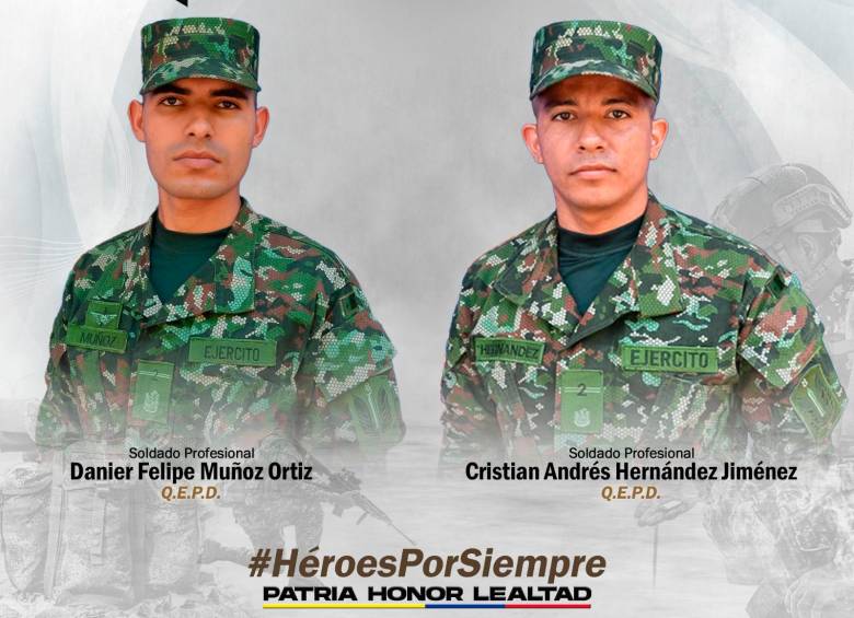 Esta fueron las víctimas del ataque con drones en el sur de Bolívar. FOTO: CORTESÍA EJÉRCITO.