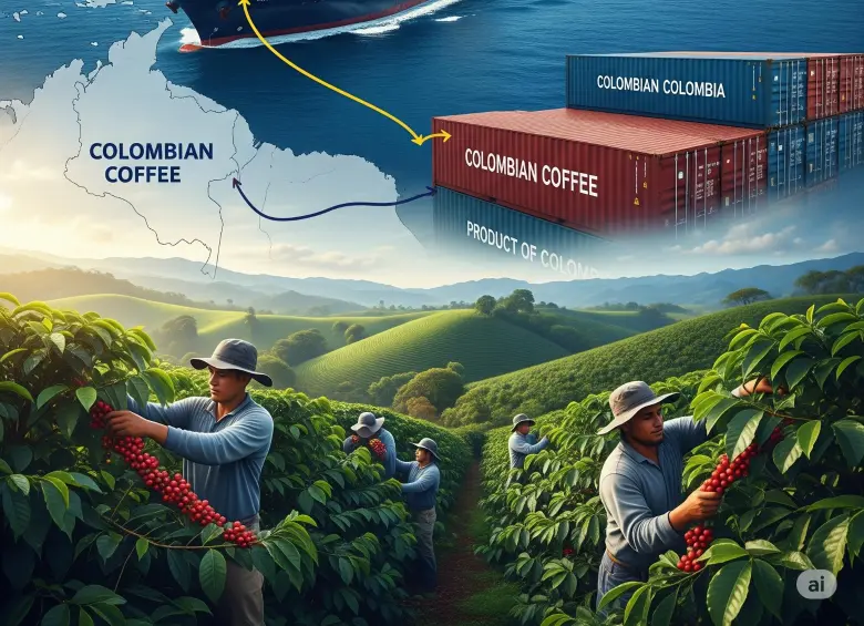 Exportaciones de café de Colombia a Estados Unidos. Foto: Made with Google AI.