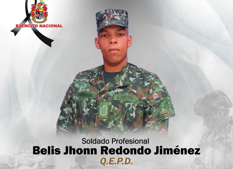 Con esta imagen, el Ejército le rindió homenaje al soldado asesinado por el ELN en Bolívar. FOTO: CORTESÍA DEL EJÉRCITO.