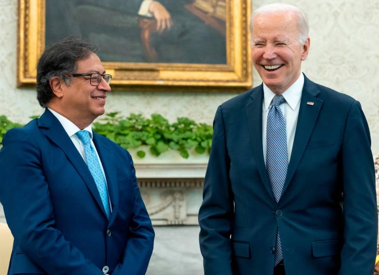 El presidente de Estados Unidos Joe Biden recibió a su homólogo colombiano Gustavo Petro, en la Casa Blanca, el pasado 20 de abril. FOTO: TOMADA DE TWITTER @POTUS