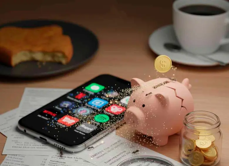 Consumo de café, suscripciones a plataformas y domicilios son los gastos hormigas más comunes. FOTO GENERADA POR IA