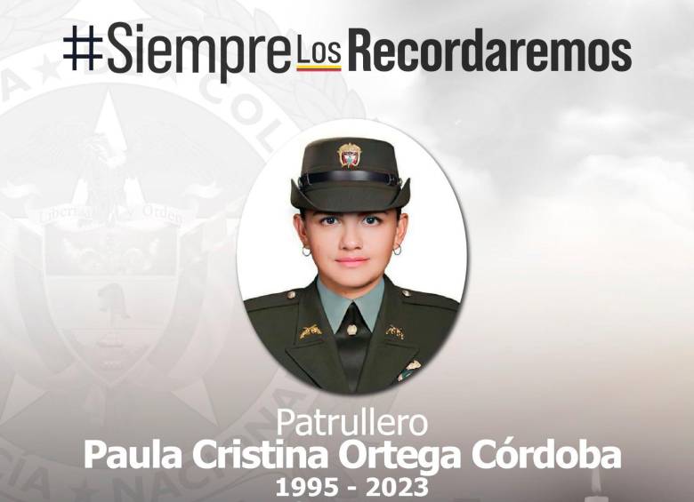 La patrullera Paula Ortega, asesinada por sicarios en la ciudad de Neiva. FOTO: CORTESÍA DE POLICÍA.