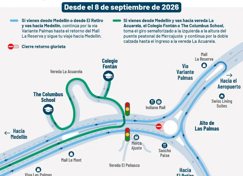 ¡Pilas! Desde el 8 de septiembre habrá cambios en la Glorieta de Las Palmas, ¿por qué?