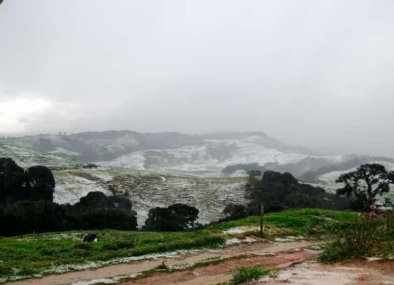 Los campos quedaron cubiertos por el granizo. FOTO CORTESÍA