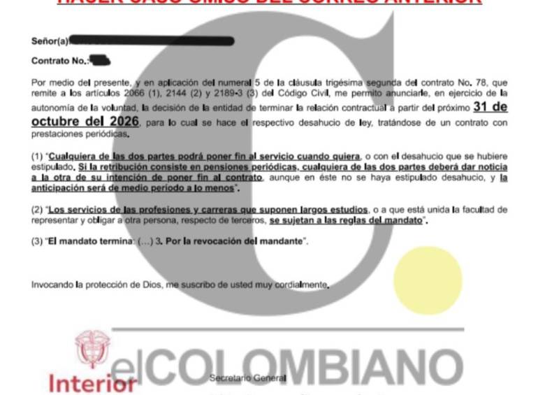 Corrección del primer correo electrónico, firmado por Hitler Rouseau Chaverra Ovalle, secretario general. Foto: Cortesía ciudadana.