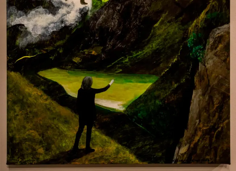 Bosque andino de niebla es una de las pinturas expuestas en La Cometa, en Medellín. FOTO: Julio Herrera