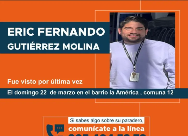 La administración municipal activó las labores correspondientes para dar con el paradero de Éric. FOTO: Alcaldía de Medellín.