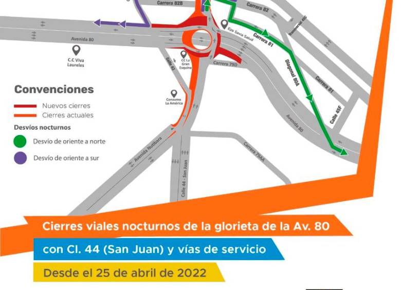 Así se organizó la movilidad en el sector para que los que viajen por la zona lo tengan presente. IMAGEN DE CORTESÍA
