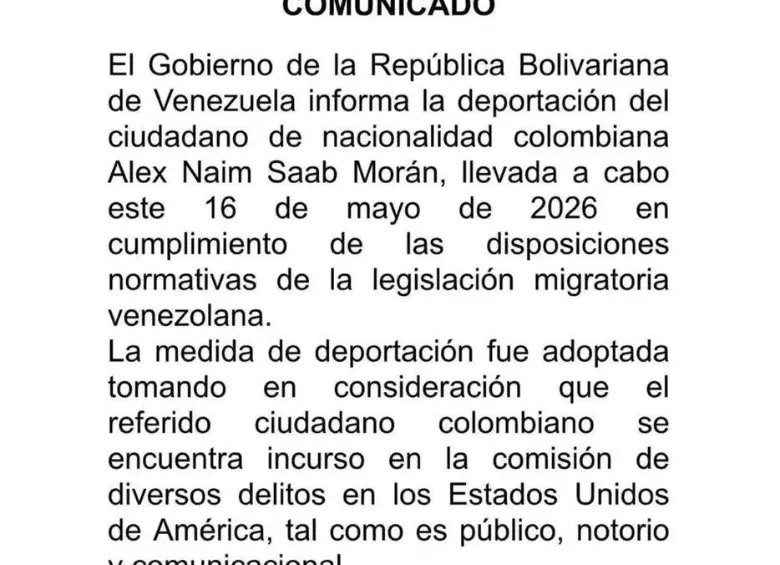 Comunicado del SAIME.