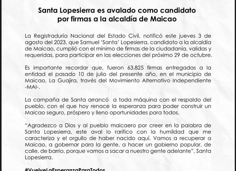 En pleno escándalo de Nicolás Petro, Registraduría avala al ‘Hombre Marlboro’ para aspirar a Alcaldía de Maicao