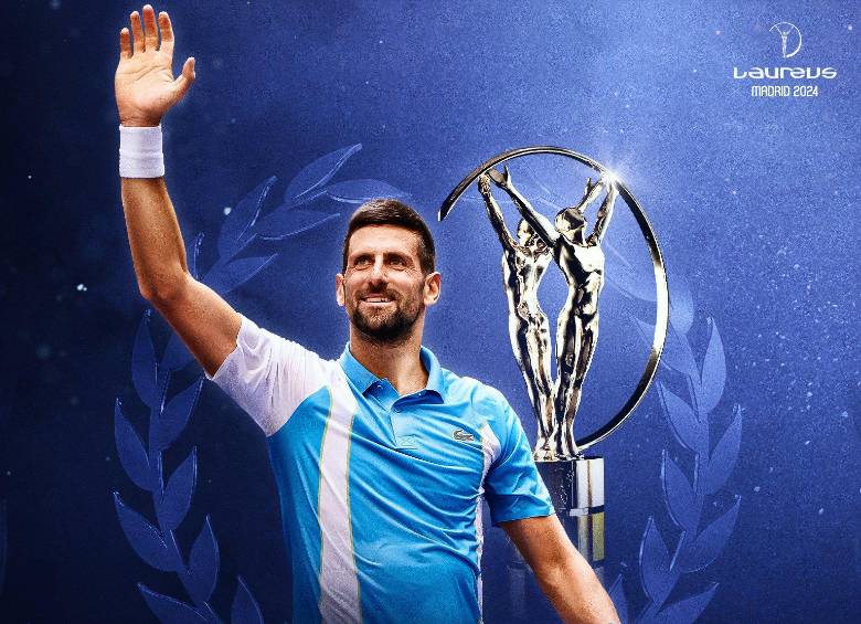 Novak Djokovic ganó el Premio Laureus por quinta vez e igualó a Roger Federer como el más veces galardonado “deportsita del año”. FOTO Tomada de ‘X’: @LaureusSport