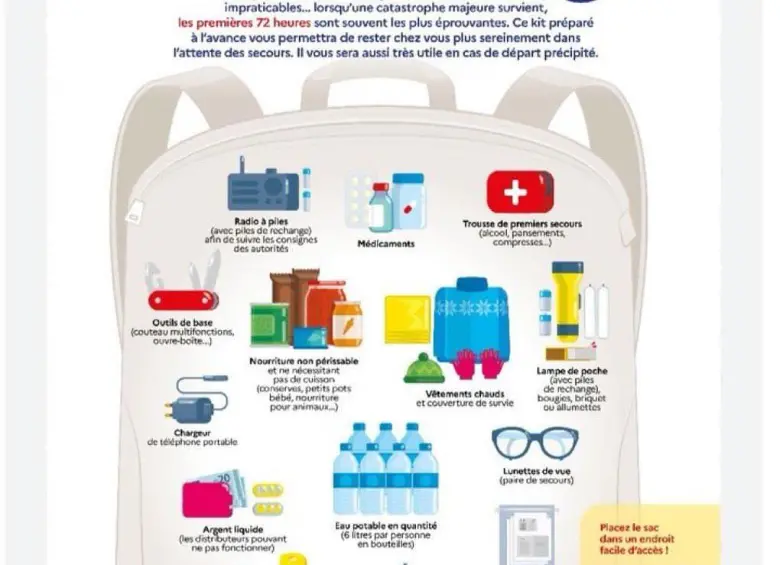 El kit de supervivencia publicado por el Gobierno francés. FOTO: tomada de X.