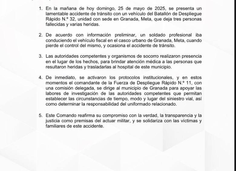 Militar atropelló a varias personas con camioneta del Ejército en el Meta: hay tres muertos