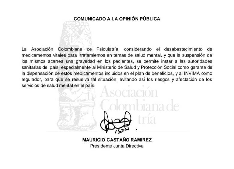 Alerta en urgencias psiquiátricas por desabastecimiento de medicamentos