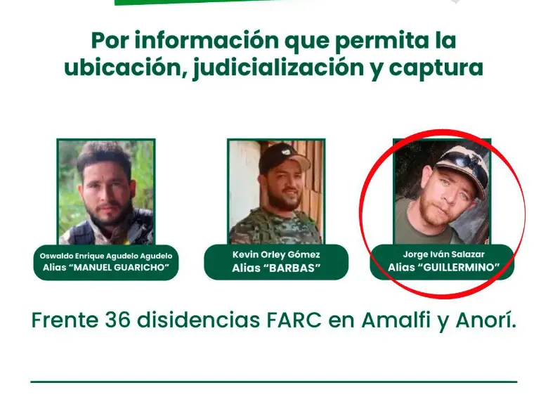 La Fuerza Pública habría abatido a Jorge Iván Salazar, alias “Guillermino”, del frente 36 de las disidencias de las Farc en Amalfi y Anorí. FOTO: CORTESÍA