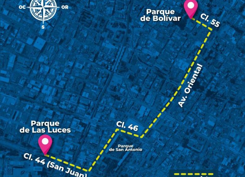 recorrido del próximo lunes por el centro de Medellín. FOTO: Cortesía