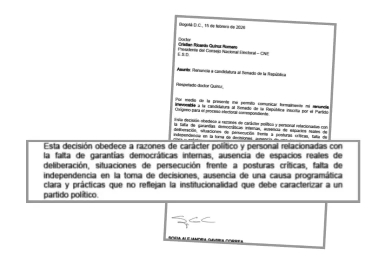 Esta fue la misiva enviada al CNE y a la Registraduría. FOTO: ARCHIVO PARTICULAR