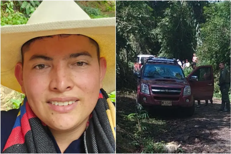 Momento en que las autoridades encontraron abandonado el vehículo del padre Fray Carlos Jaimes. FOTO: REDES SOCIALES