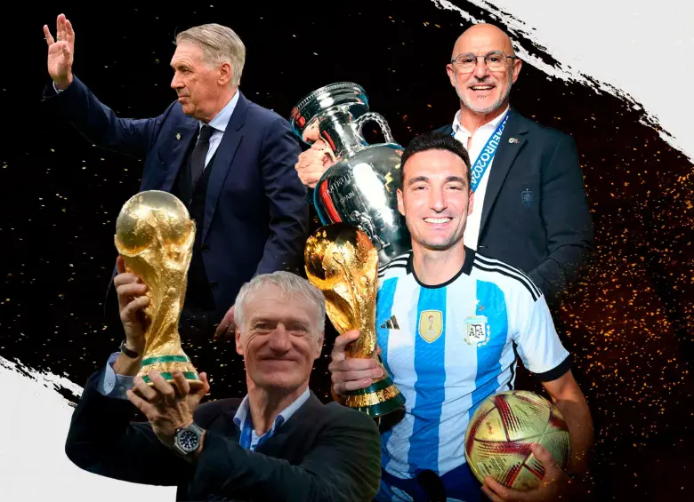 Lionel Scaloni - Argentina; Carlo Ancelotti - Brasil; Didier Deschamps - Francia; Luis de la Fuente - España. FOTO GETTY