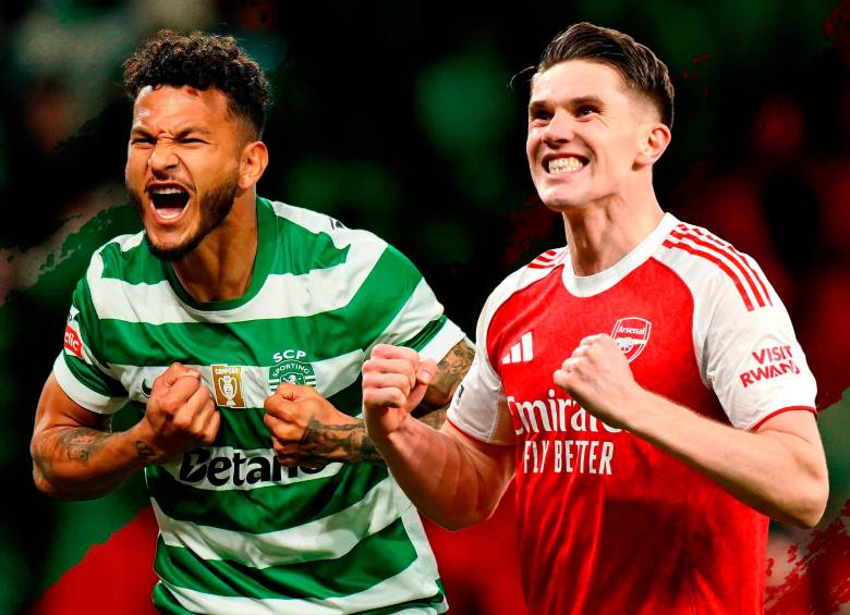 El colombiano Luis Javier Suárez y el sueco Viktor Einar Gyökeres, dos goleadores natos en el clásico del día. FOTO GETTY 