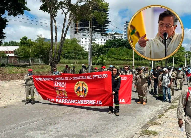 Gustavo Petro cuestionó el manejo histórico de recursos petroleros y pidió priorizar inversiones en energías limpias. FOTOS: Colprensa y cortesía USO 
