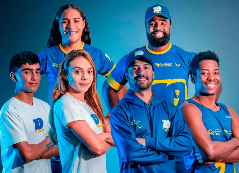 Stefany Cuadrado (ciclismo de pista), Mauricio Ortega (Atletismo), Emanuel Otálvaro (tenis de mesa), Carolina Velásquez (triatlón), Mateo Carmona (bicicrós) y Déiner Guaitoto, os deportistas que pertenecen en este momento al Equipo 10 de 10 creado por la Fundación Fraternidad Medellín. FOTOS CORTESÍA