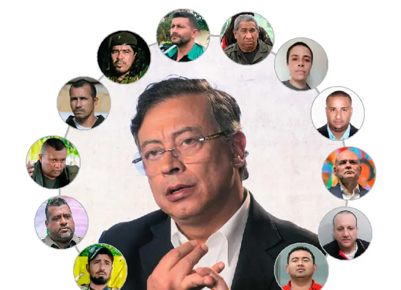 Gustavo Petro y varios de los líderes de disidencias y otros grupos beneficiados con la “paz total”.