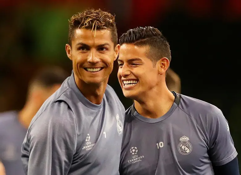 Cristiano Ronaldo y James Rodríguez jugaron 89 partidos juntos en el Real Madrid, se juntaron en 17 goles y ganaron dos Champions League, una Liga de España y dos Supercopas europeas. FOTO GETTY