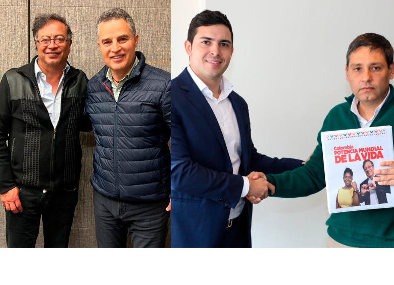 Mientras que Aníbal Gaviria se reunía con el presidente Petro, Esteban Restrepo le entregaba un informe de empalme al coordinador Mauricio Lizcano. FOTO: Cortesía.