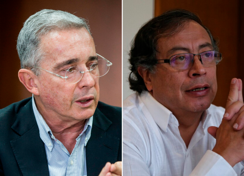 Álvaro Uribe reprochó las propuestas económicas y sociales de Gustavo Petro. FOTOS: ARCHIVO Y COLPRENSA