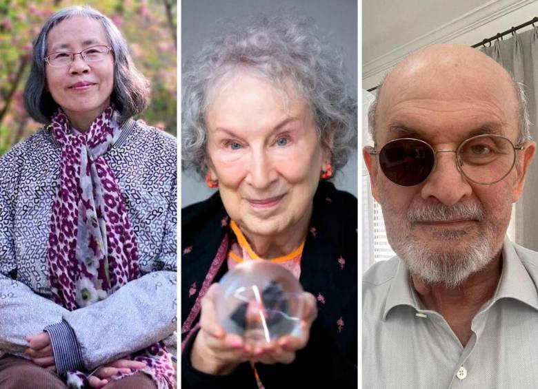 Can Xue, Margaret Atwood y Salman Rushdie son autores muy opcionados para recibir el Nobel de Literatura. Fotos: Cortesía, Getty y redes sociales.