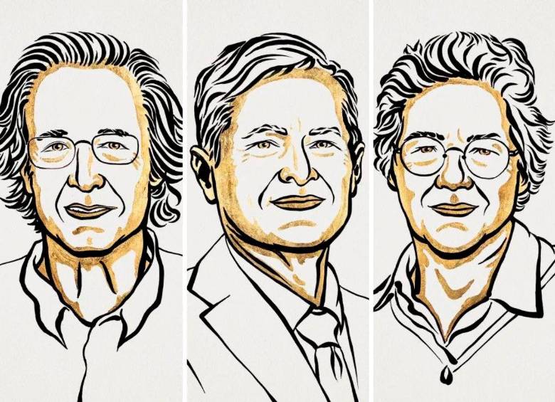 Agostini, Krausz y L’Huillier son los ganadores del premio Nobel de Física 2023. Ilustraciones: Cortesía Premio Nobel.