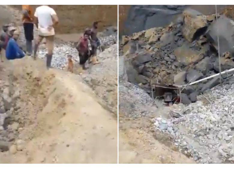 Derrumbe en una mina de oro en Timbiquí. FOTO: CAPTURA DE VIDEO