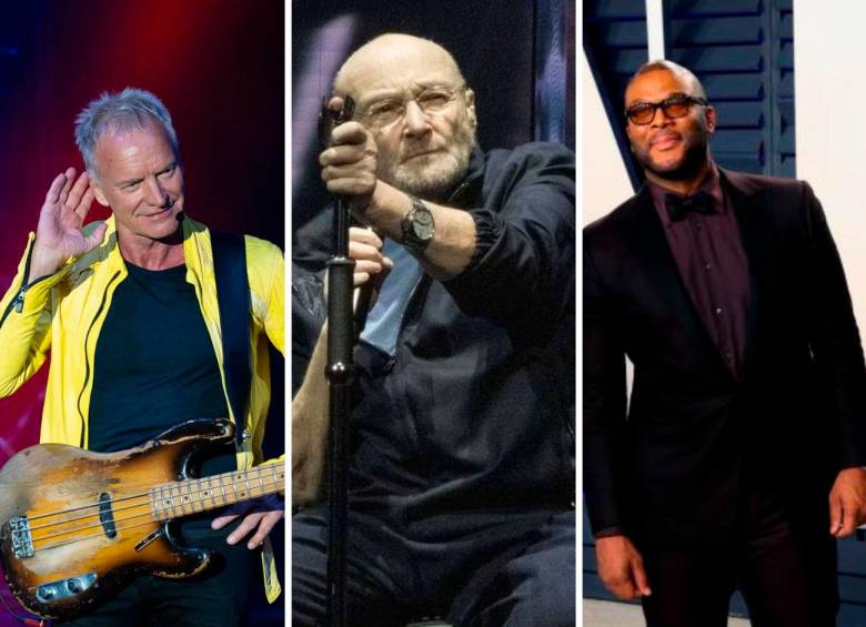 Sting, Phil Collins y Tyler Perry ganaron una fortuna en 2022. Fueron los artistas mejor pagados del mundo. Fotos: Efe.
