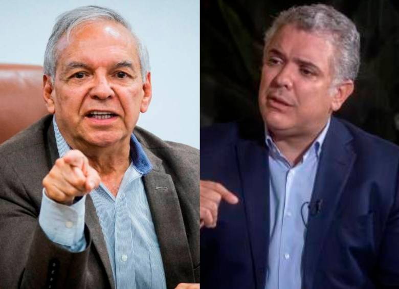 Ricardo Bonilla, ministro de Hacienda (izq.), respondió a los comentarios del expresidente Iván Duque (der.) sobre las inversiones forzosas en Colombia. FOTO COLPRENSA 