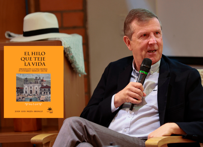 Juan Luis Mejía presentó el libro El hilo que teje la vida, que llevaba trabajando hace más de 40 años. FOTO Manuel Saldarriaga