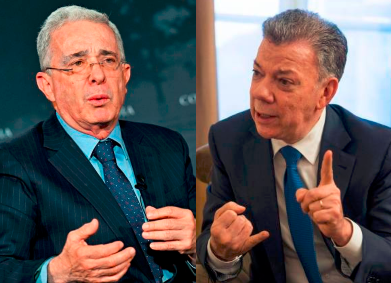 Los expresidentes Juan Manuel Santos y Álvaro Uribe se criticaron mutuamente. FOTO: COLPRENSA Y GETTY