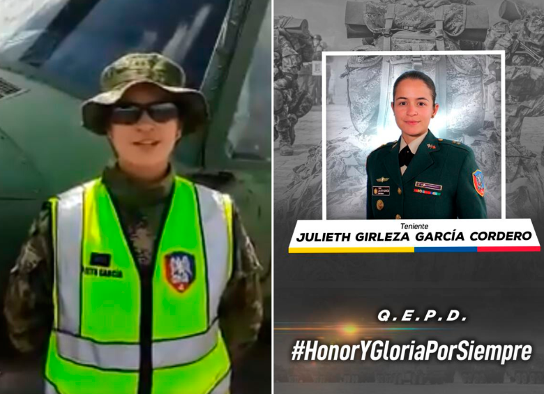La teniente Julieth Girleza García hizo historia en 2019 cuando se convirtió en la primera mujer del Ejército Nacional en pilotar el helicóptero UH1N. FOTO CORTESÍA 