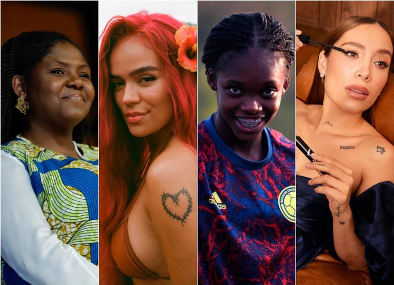 Francia Márquez, Karol G, Linda Caicedo y Luisa Fernanda W aparecen en el listado de las 100 mujeres más poderosas de Forbes Colombia. FOTOS: COLPRENSA Y FEDERACIÓN COLOMBIANA DE FÚTBOL
