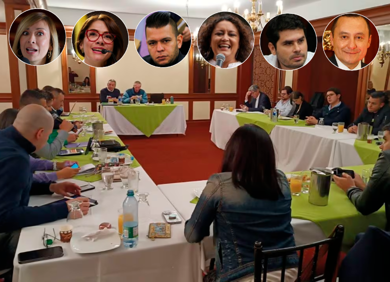 De izquierda a derecha los principales congresistas verdes que le apuestan a la independencia: Katherine Miranda, Catherine Juvinao, Jota Pe Hernández, Angélica Lozano, Fabián Díaz y Elkin Ospina. FOTO CORTESÍA Y COLPRENSA