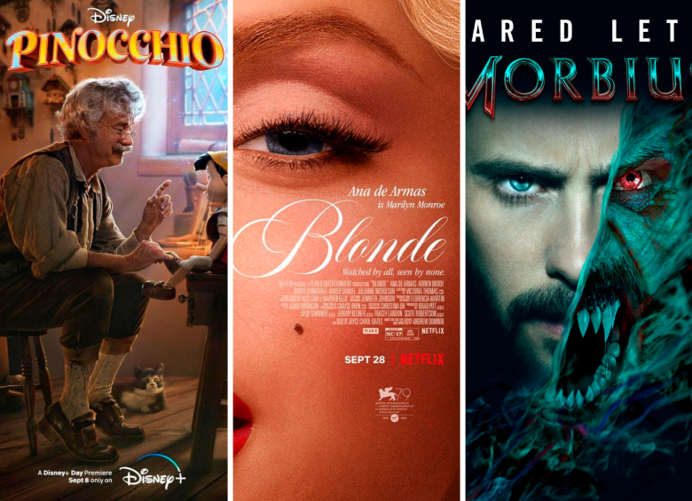Pinocho, Blonde y Morbius son los títulos con mayor cantidad de nominaciones en los Razzies. Foto: Cortesía.