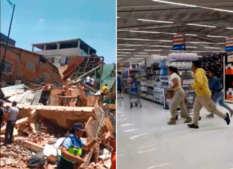 En zonas públicas afectadas y supermercados se vivieron momentos de pánico este sábado con el temblor registrado en la provincia del Guayas, en Ecuador. FOTO CAPTURAS DE VIDEO