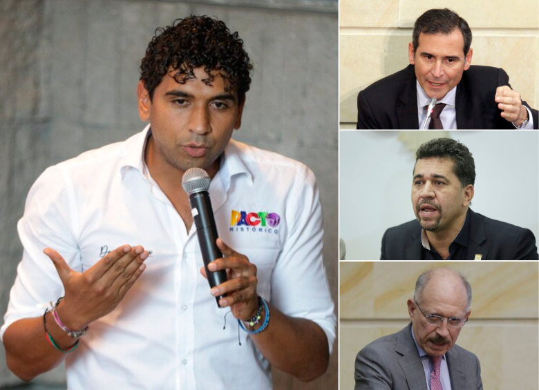 En la imagen el representante David Racero; el embajador en Paraguay, Juan Manuel Corzo; el embajador en Nicaragua, León Fredy Muñoz; y el próximo embajador en Chile, Temístocles Ortega. FOTO COLPRENSA