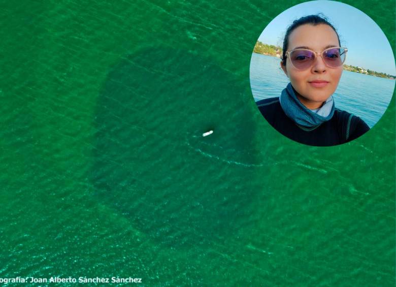 Esta es de las pocas fotografías del agujero azul Taam ja’, ubicado en las profundidades de la Bahía de Chetumal en el estado mexicano Quintana Roo. El sombreado es su boca, que está aproximadamente a 5 metros de profundidad. FOTO: Joan Alberto Sánchez / Cortesía