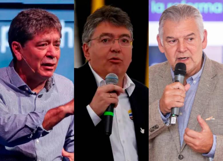 Bruce Mac Master, presidente de la Andi (izq.); Mauricio Cárdenas, exministro de Hacienda (centro), y Jaime Alberto Cabal, presidente de Fenalco (der.) celebraron la caída de la consulta popular. FOTO COLPRENSA